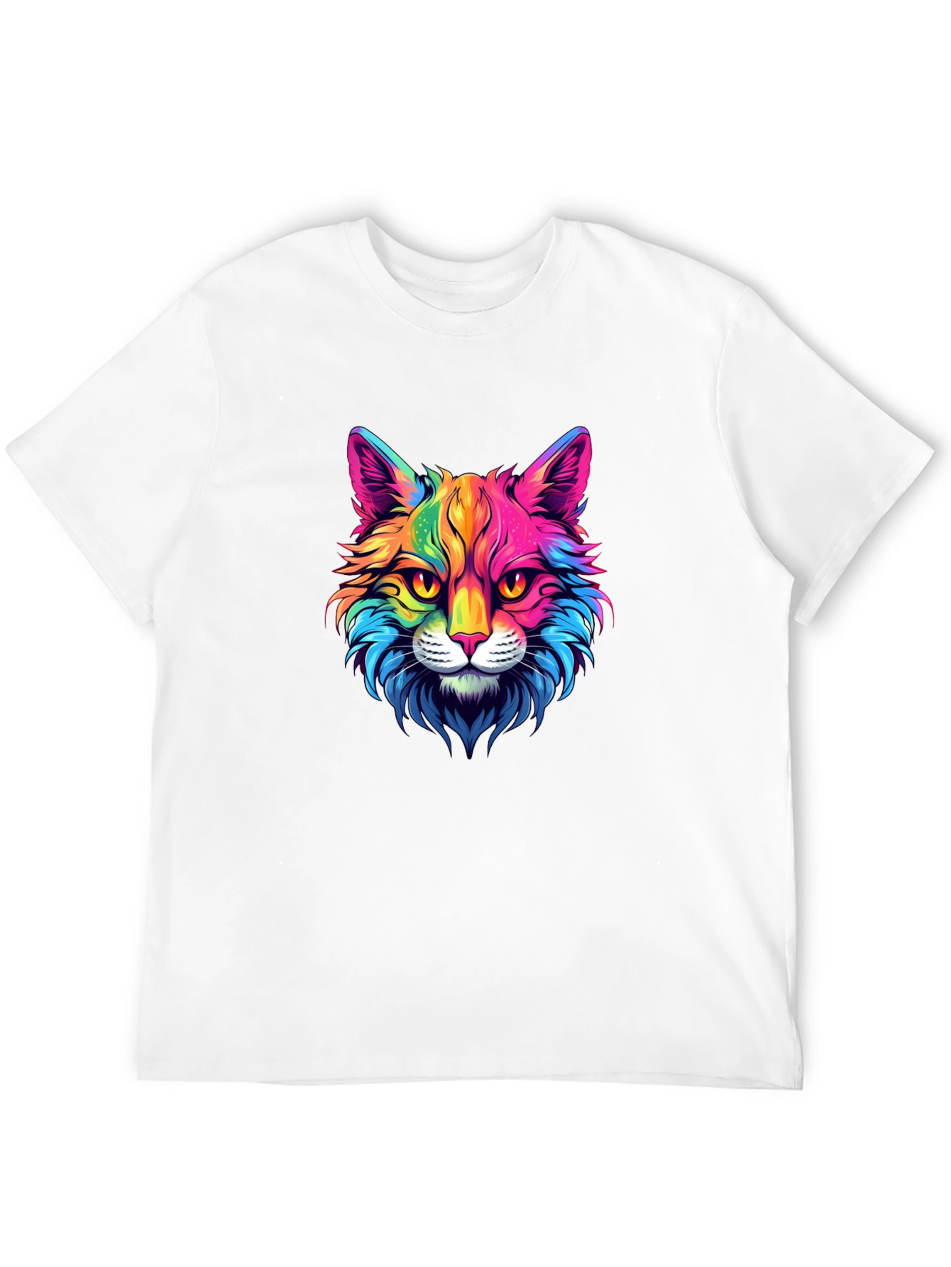 Rainbow Cat Graphic Tee - Stylish Mens Black T-Shirt