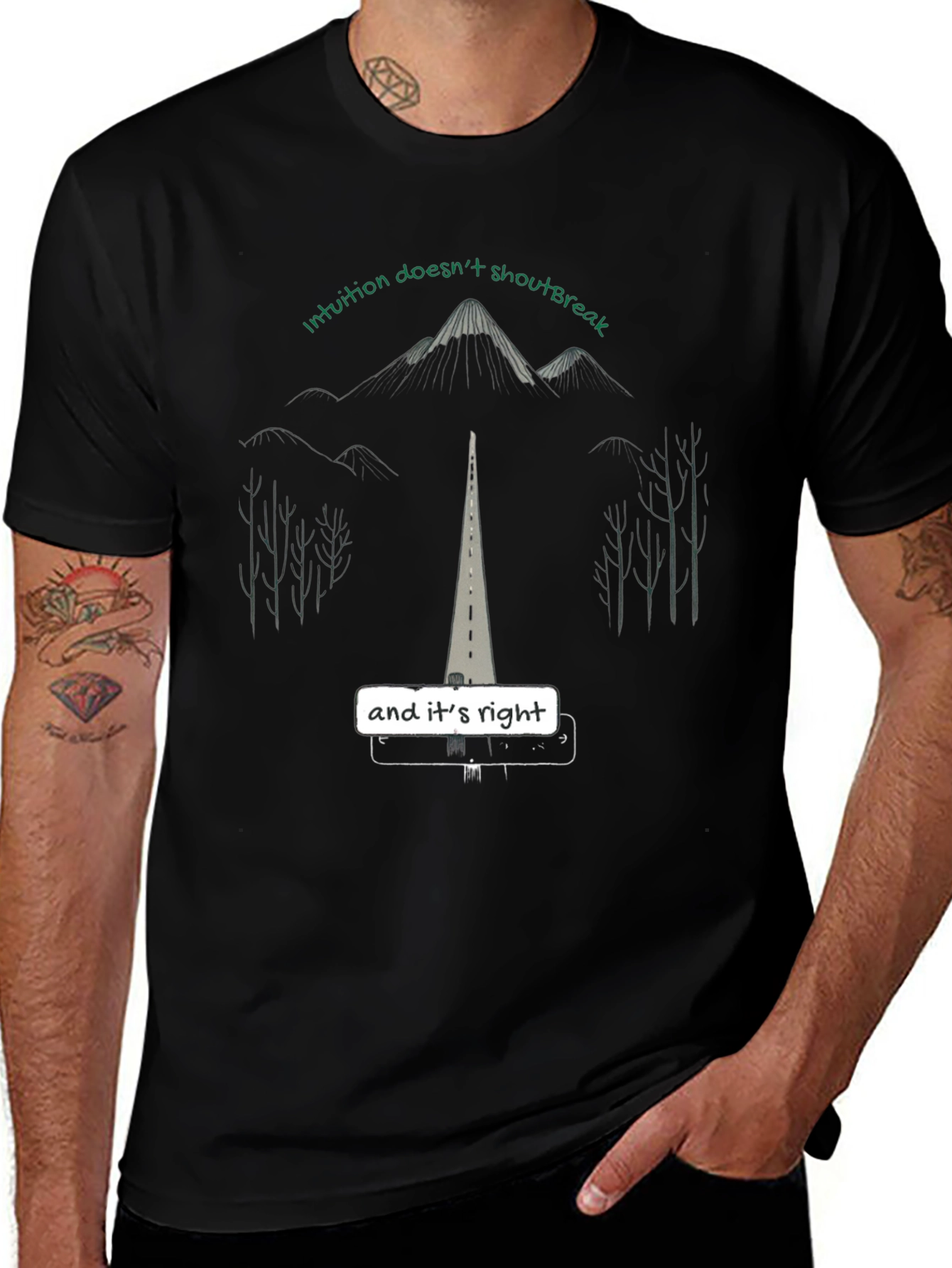 Intuition Tee - Motivational Black Graphic T-Shirt