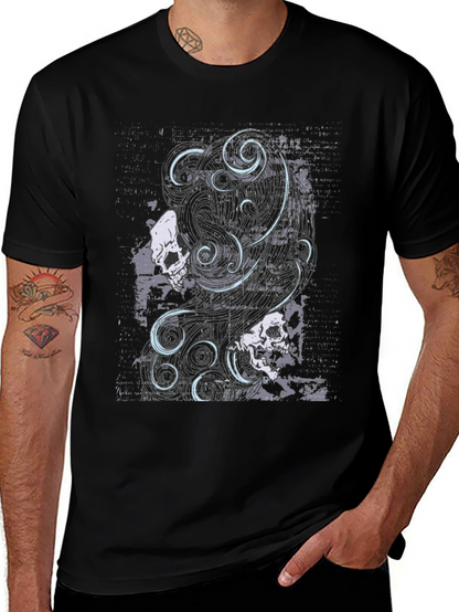 Skull & Swirls Graphic Black T-Shirt
