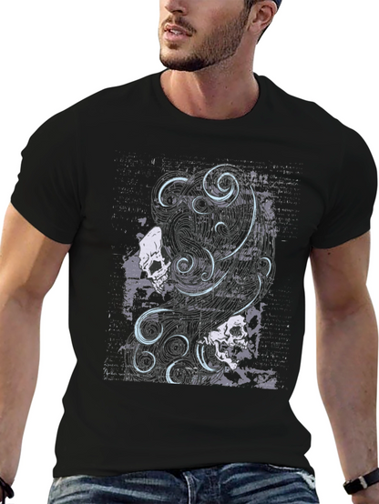 Skull & Swirls Graphic Black T-Shirt