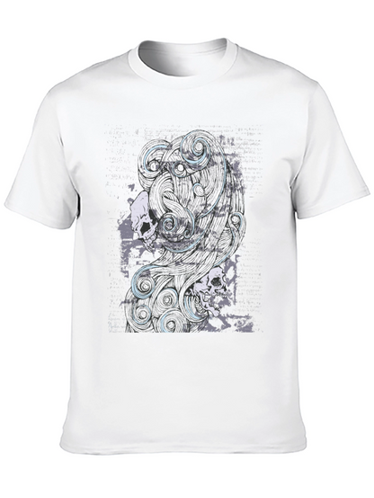 Skull & Swirls Graphic Black T-Shirt