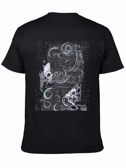 Skull & Swirls Graphic Black T-Shirt