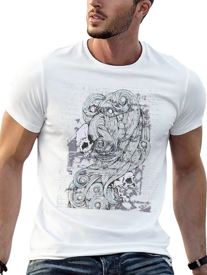 Skull & Swirls Graphic Black T-Shirt