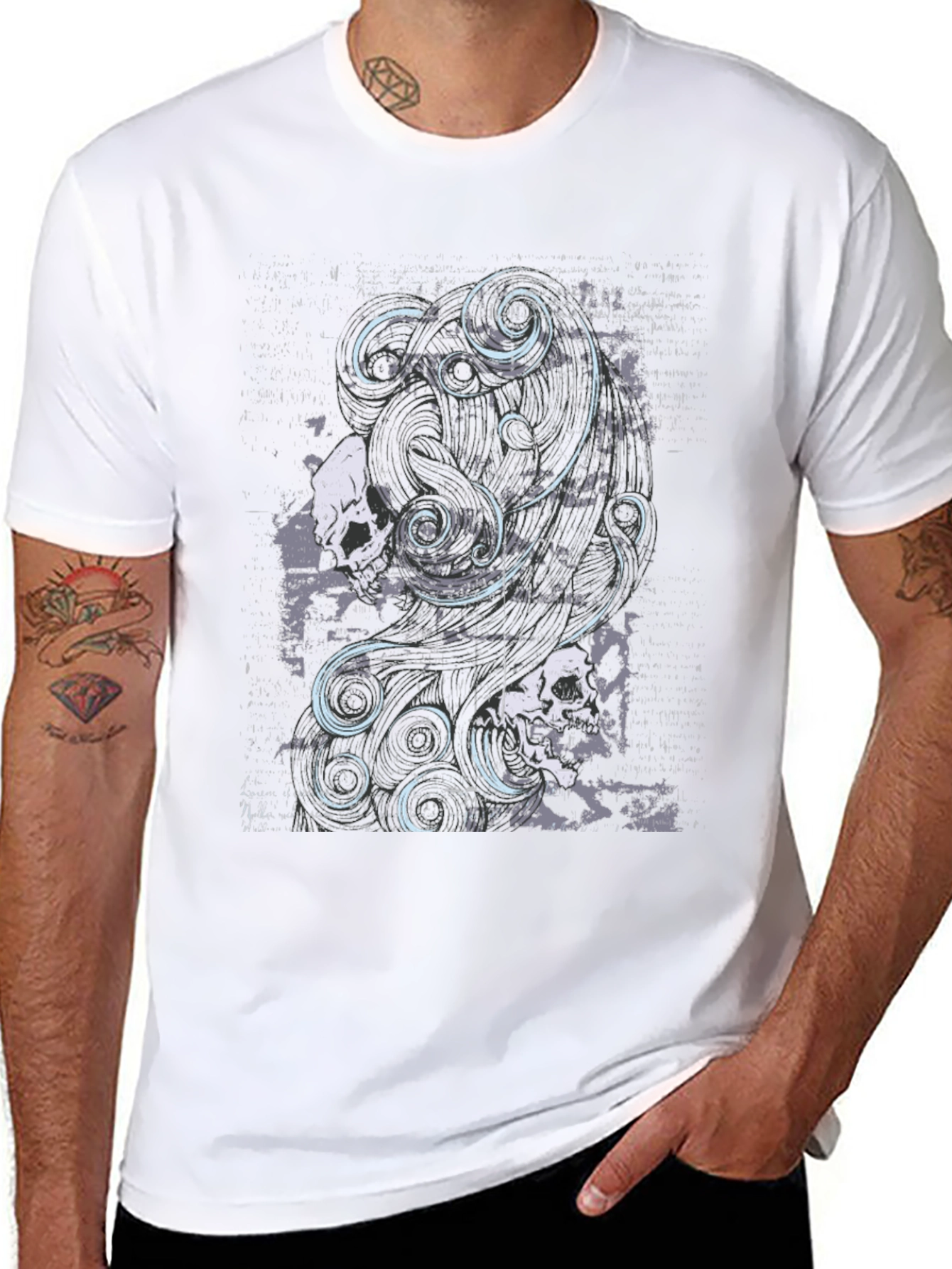 Skull & Swirls Graphic Black T-Shirt