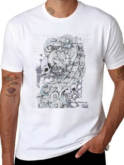 Skull & Swirls Graphic Black T-Shirt
