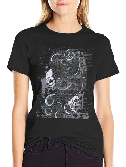 Skull & Swirls Graphic Black T-Shirt