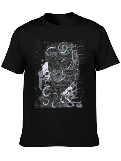 Skull & Swirls Graphic Black T-Shirt