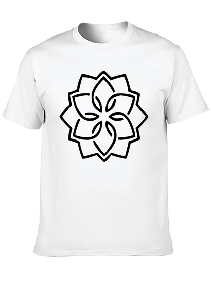 Geometric Flower Graphic Black T-Shirt