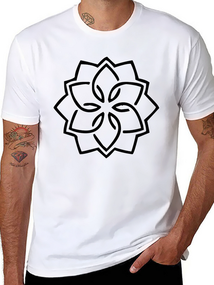 Geometric Flower Graphic Black T-Shirt