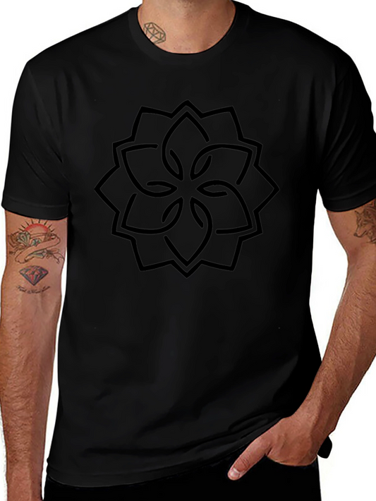 Geometric Flower Graphic Black T-Shirt