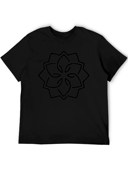 Geometric Flower Graphic Black T-Shirt