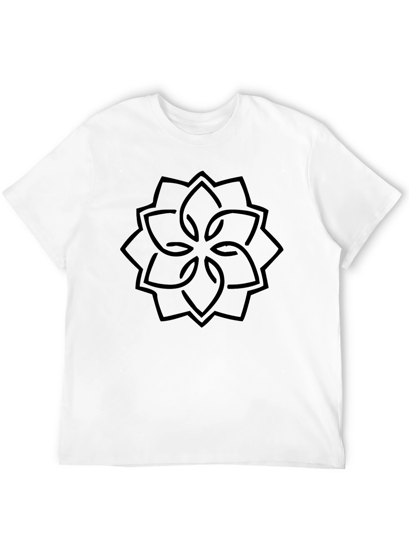 Geometric Flower Graphic Black T-Shirt