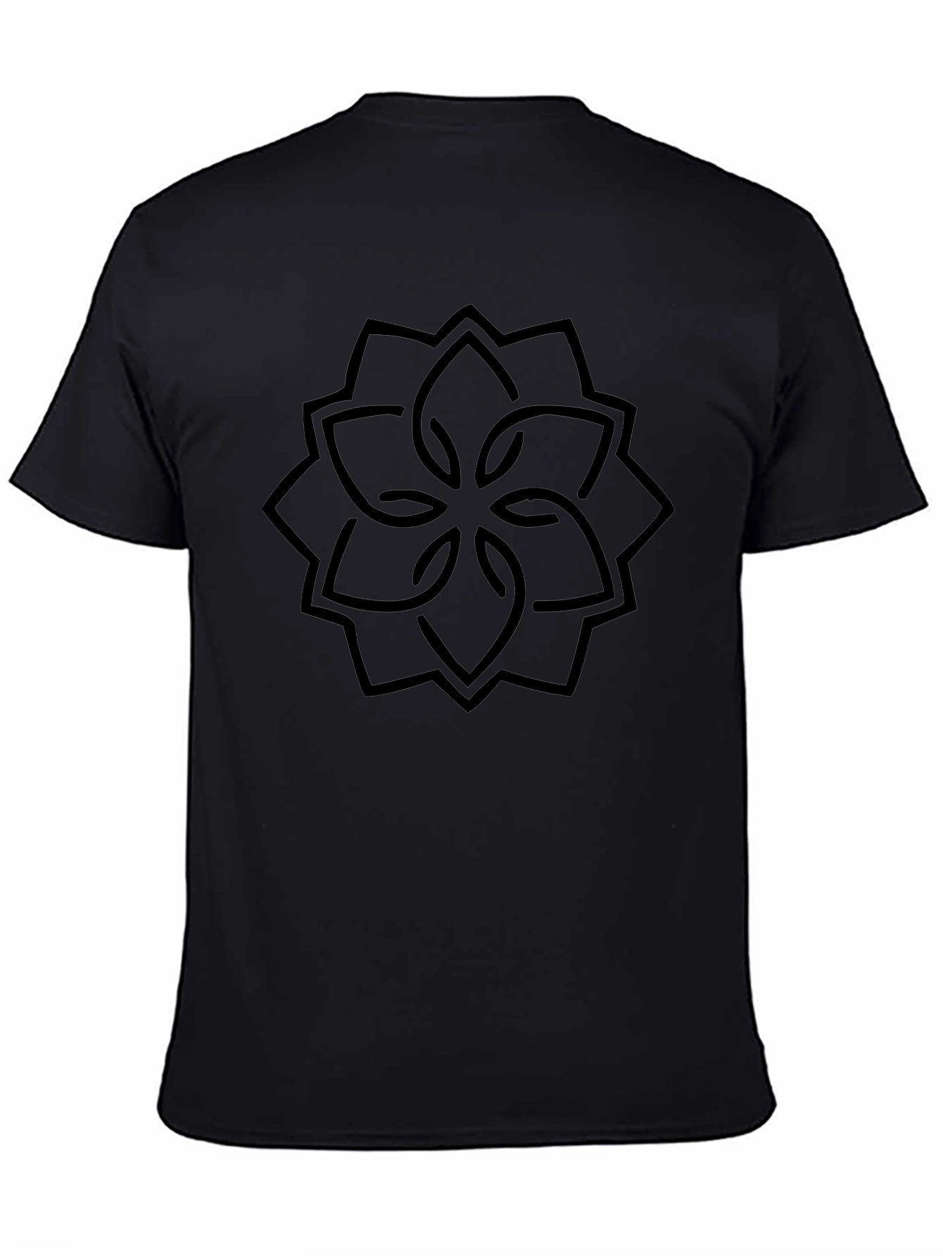 Geometric Flower Graphic Black T-Shirt