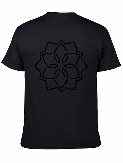 Geometric Flower Graphic Black T-Shirt