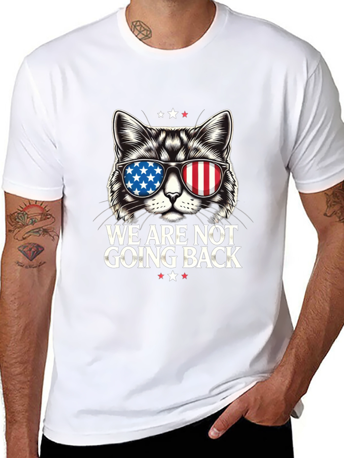 Patriotic Cat T-Shirt - We Are Not Going Back