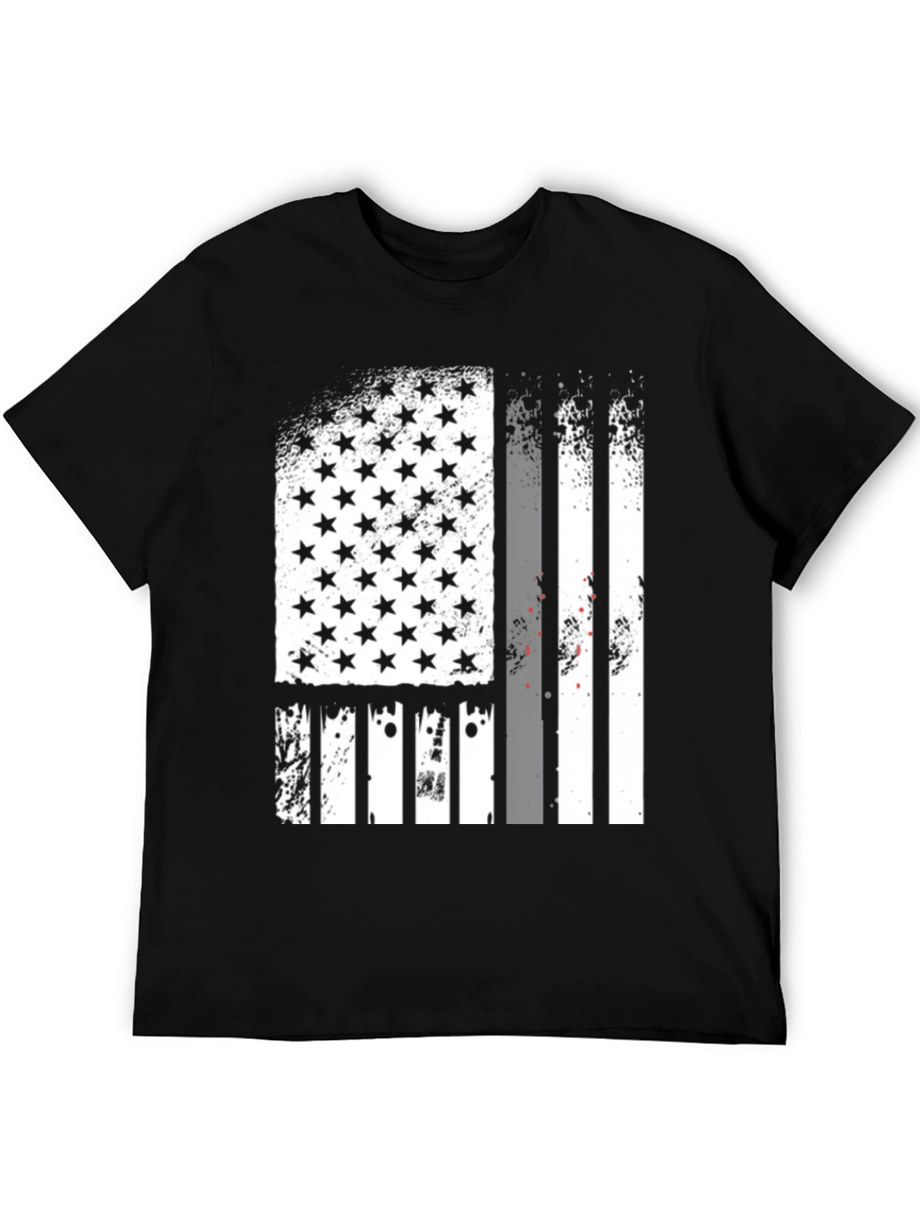 Distressed American Flag Graphic Tee - Black