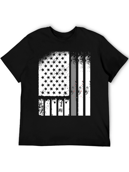 Distressed American Flag Graphic Tee - Black