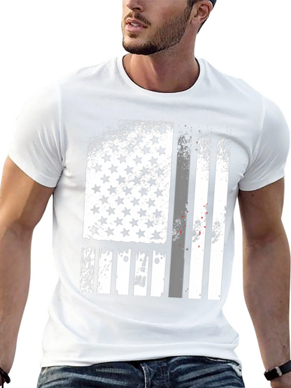 Distressed American Flag Graphic Tee - Black