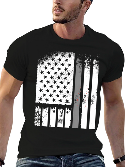 Distressed American Flag Graphic Tee - Black