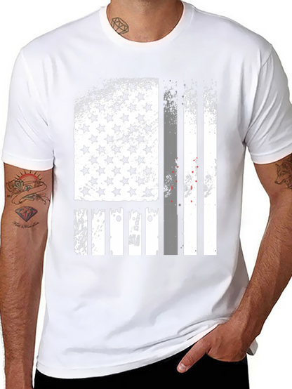 Distressed American Flag Graphic Tee - Black