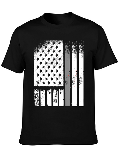 Distressed American Flag Graphic Tee - Black