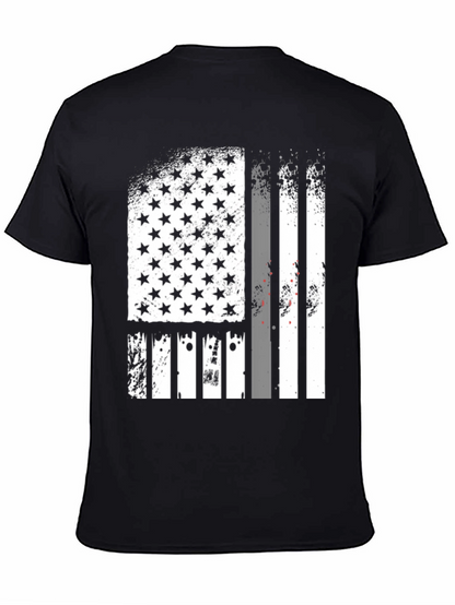 Distressed American Flag Graphic Tee - Black