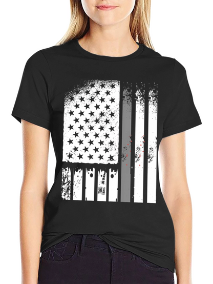 Distressed American Flag Graphic Tee - Black