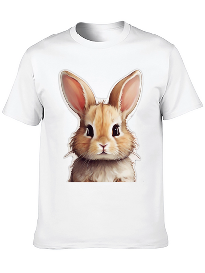 Cute Rabbit Graphic Tee - Black Cotton T-Shirt