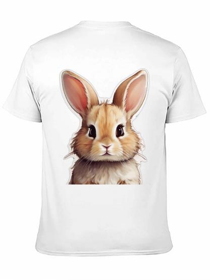 Cute Rabbit Graphic Tee - Black Cotton T-Shirt