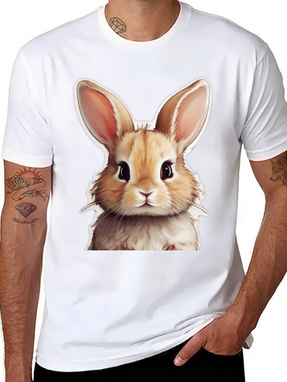 Cute Rabbit Graphic Tee - Black Cotton T-Shirt