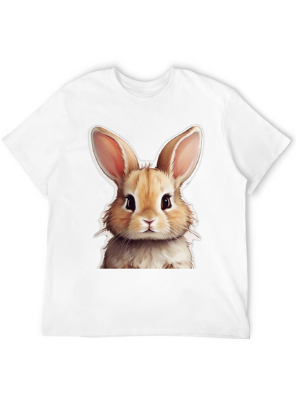Cute Rabbit Graphic Tee - Black Cotton T-Shirt