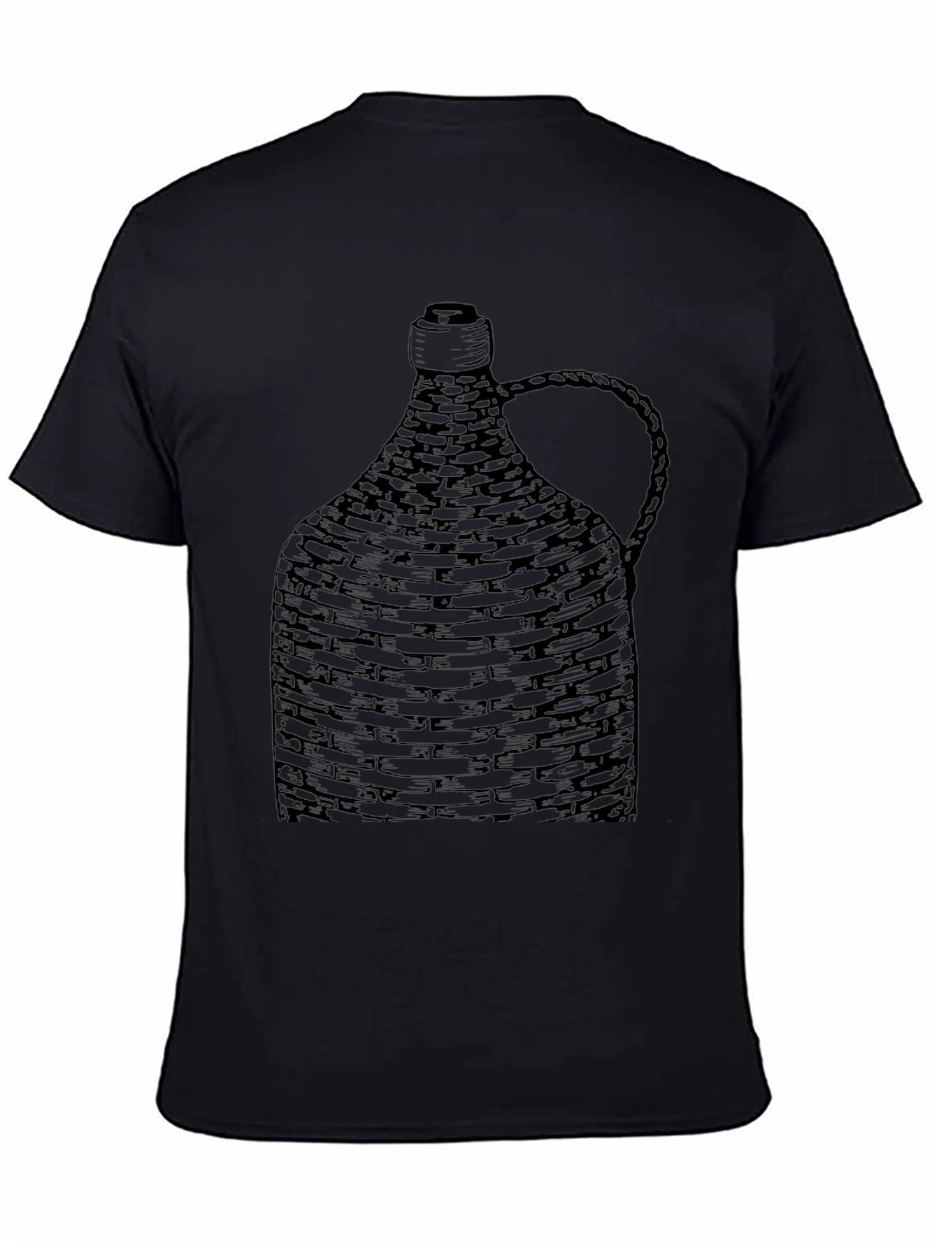 Woven Bottle Design Black T-Shirt