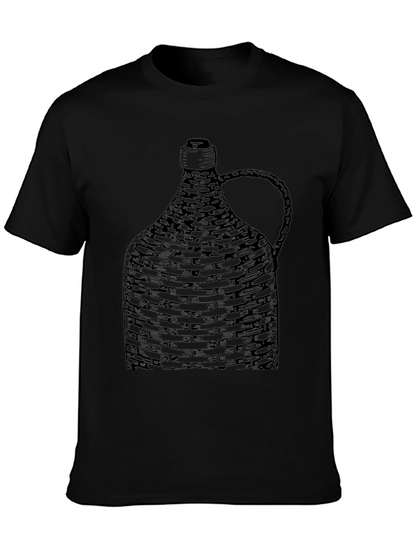 Woven Bottle Design Black T-Shirt