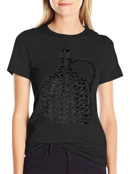 Woven Bottle Design Black T-Shirt