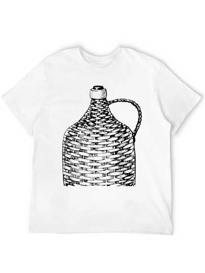 Woven Bottle Design Black T-Shirt