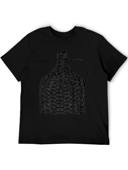 Woven Bottle Design Black T-Shirt