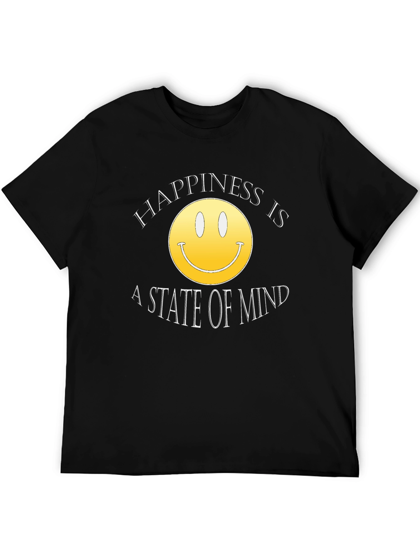 Happiness State of Mind Smiley Face Black T-Shirt