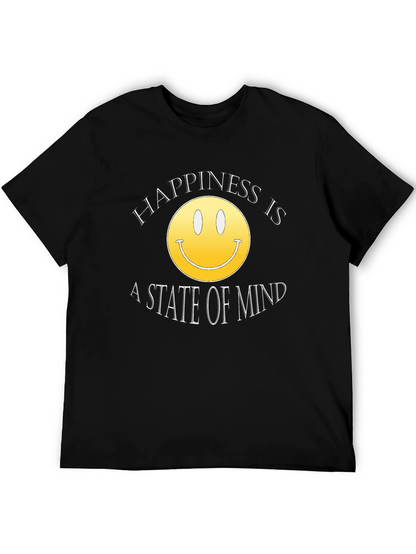 Happiness State of Mind Smiley Face Black T-Shirt