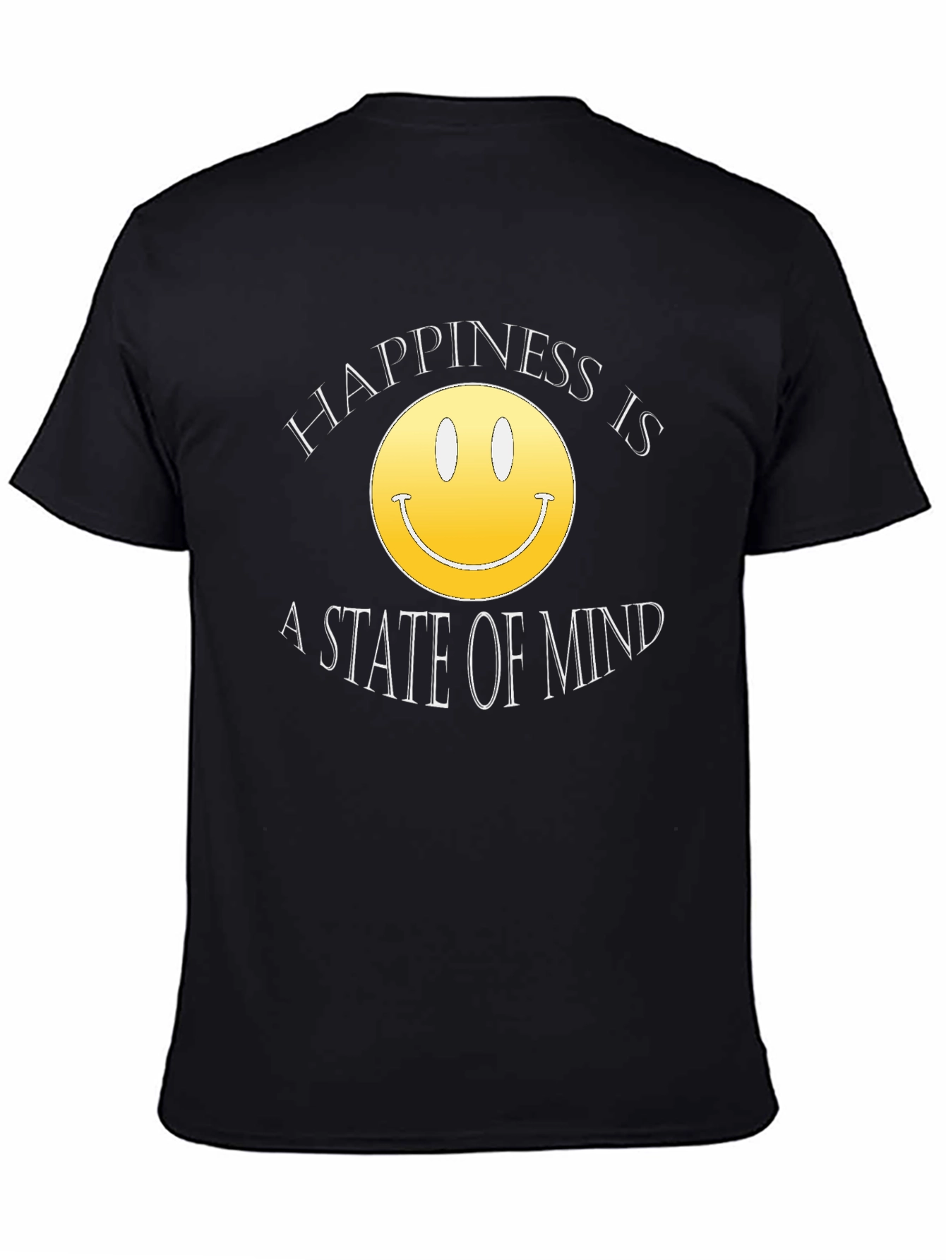 Happiness State of Mind Smiley Face Black T-Shirt