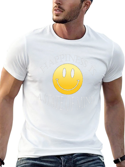 Happiness State of Mind Smiley Face Black T-Shirt