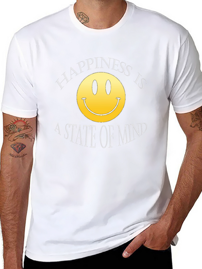 Happiness State of Mind Smiley Face Black T-Shirt