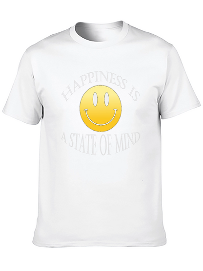 Happiness State of Mind Smiley Face Black T-Shirt