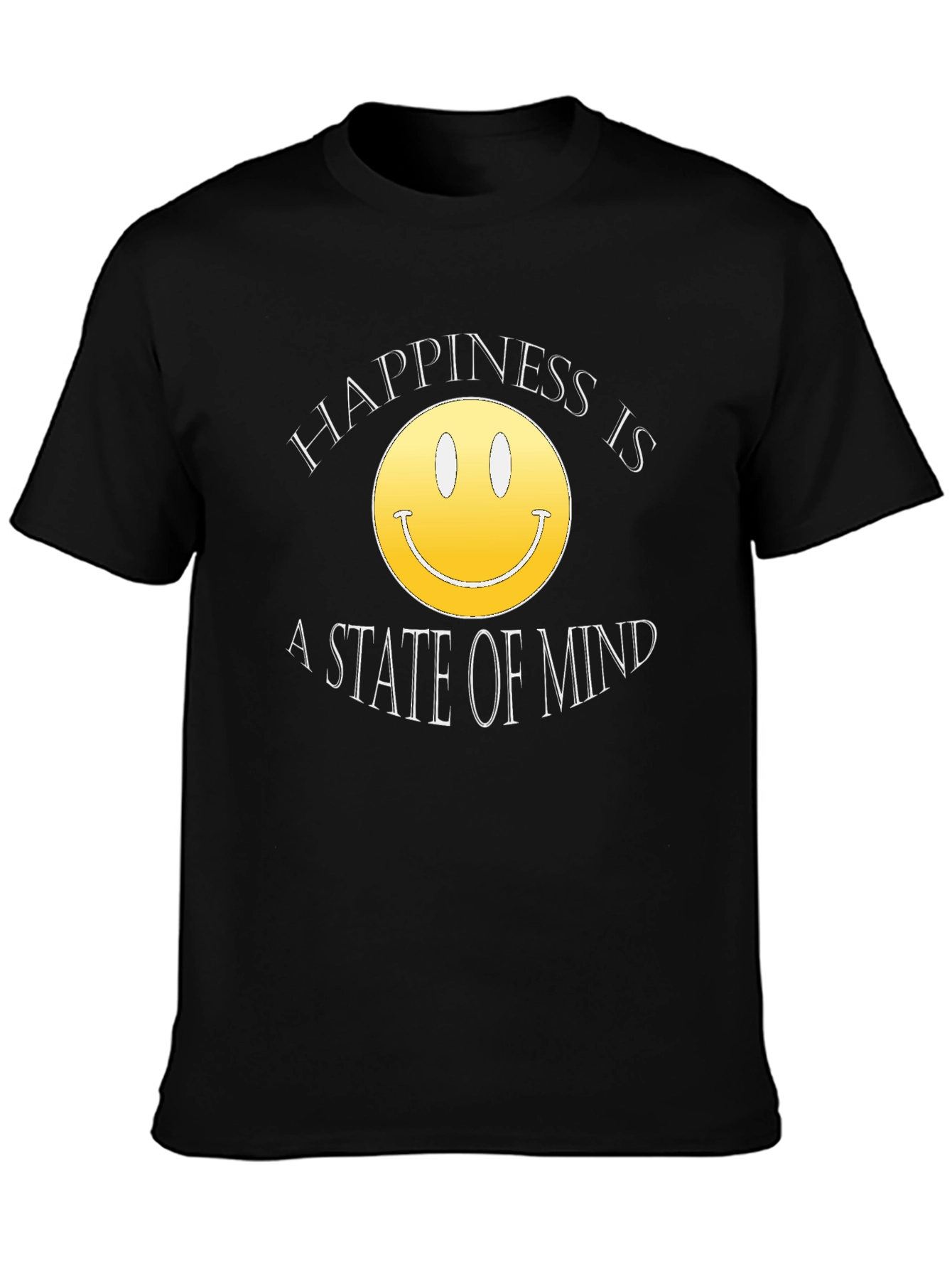Happiness State of Mind Smiley Face Black T-Shirt