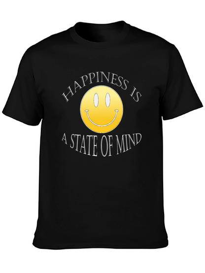 Happiness State of Mind Smiley Face Black T-Shirt