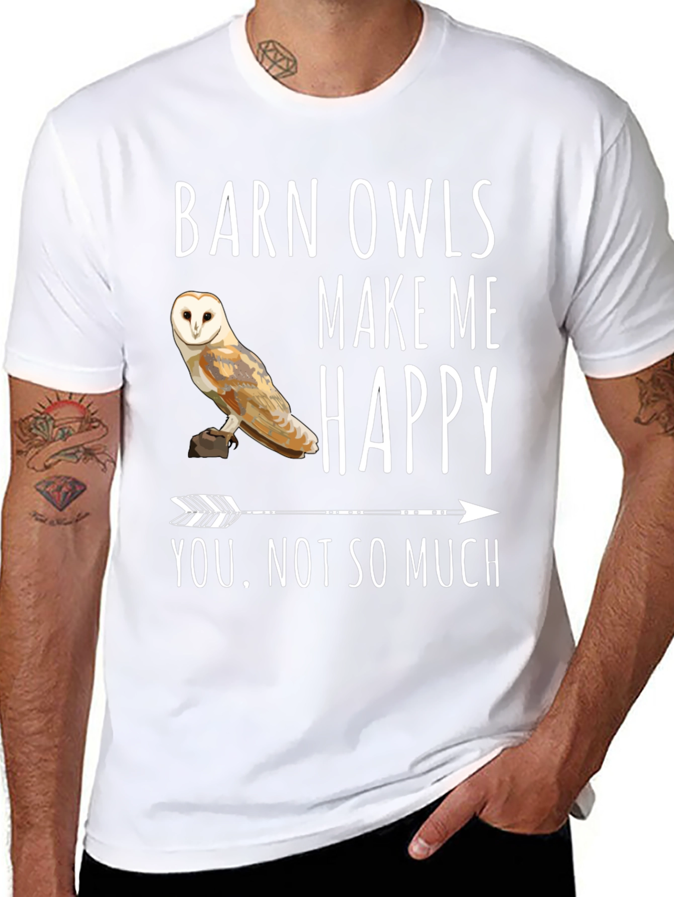 Barn Owl T-Shirt - Owls Make Me Happy Tee