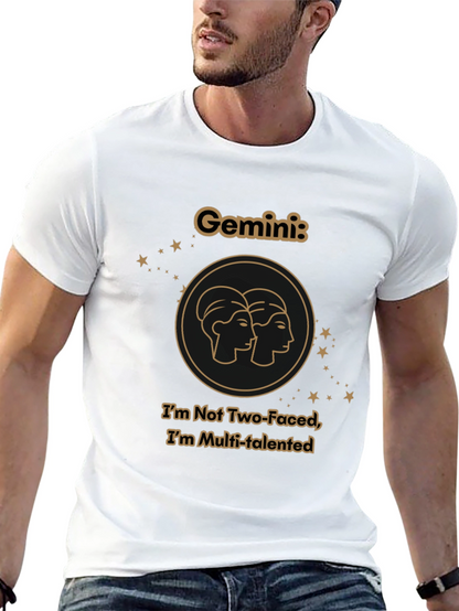 Gemini Zodiac T-Shirt - Two Faced Multi-Talented Black Tee