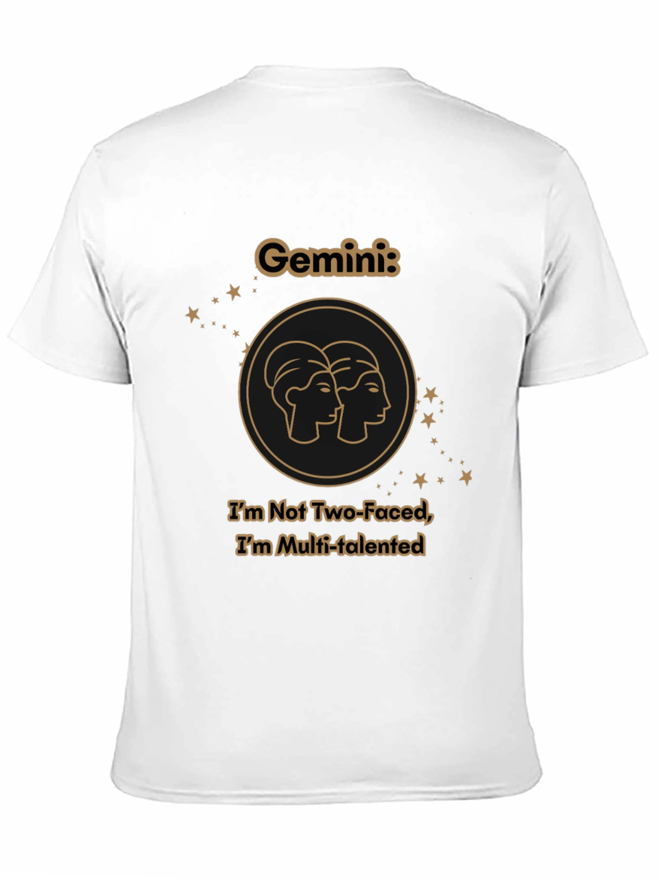 Gemini Zodiac T-Shirt - Two Faced Multi-Talented Black Tee