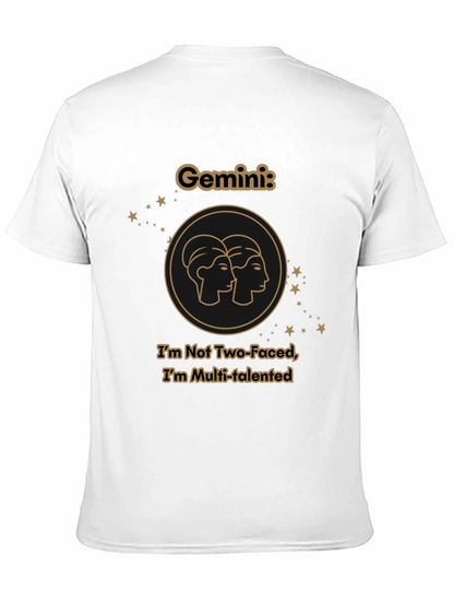 Gemini Zodiac T-Shirt - Two Faced Multi-Talented Black Tee