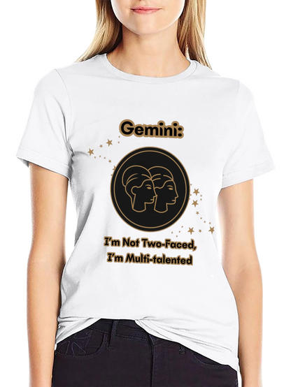 Gemini Zodiac T-Shirt - Two Faced Multi-Talented Black Tee