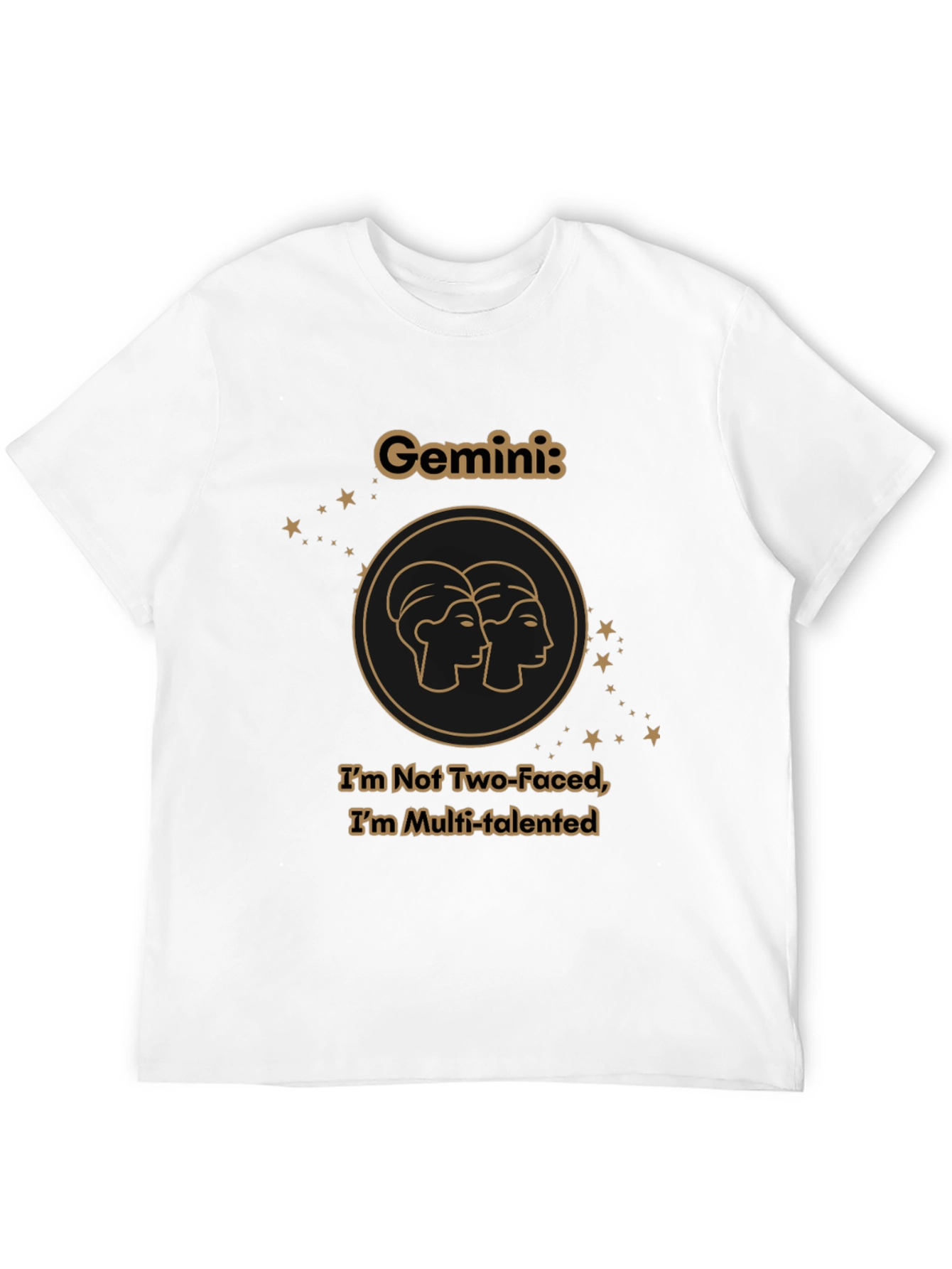 Gemini Zodiac T-Shirt - Two Faced Multi-Talented Black Tee